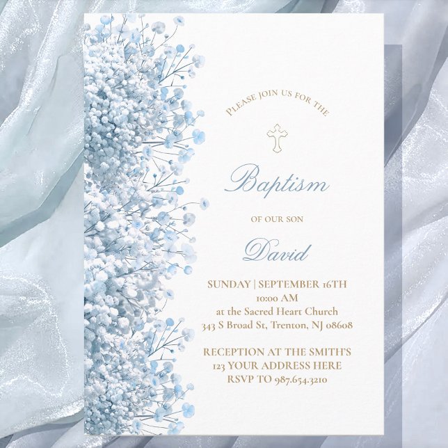 Invitación bebe azul pastel bovino bautismo (Subido por el creador)