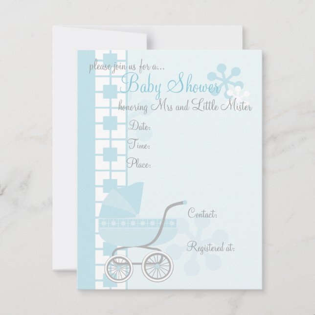 Invitación Bebé azul suave (Anverso)