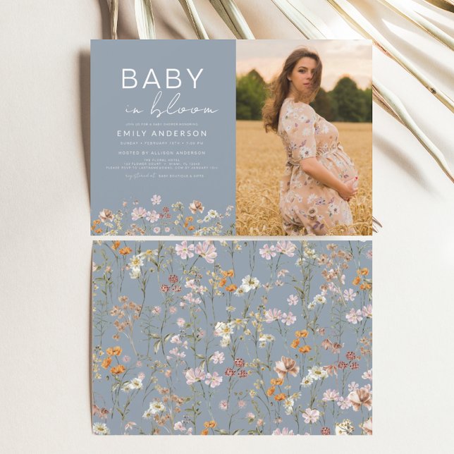 Invitación Bebé azul turbio en un Baby Shower con fotos en fl (Subido por el creador)