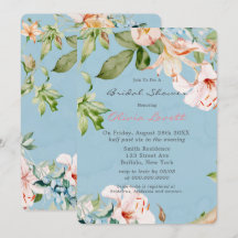 Bebé azul y acuarela rosa Lily Bridal Shower