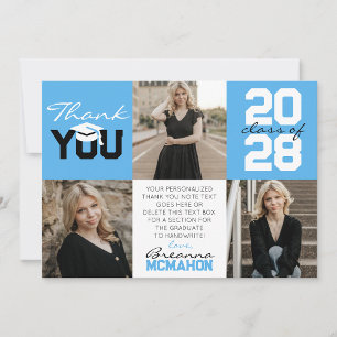 Invitación Bebé Azul y Blanco 3 Graduación de fotos Gracias