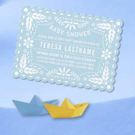 Invitación Bebé azul y blanco papel picante bebé ducha de niñ
