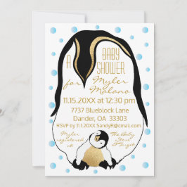 Invitación Bebé azul y pingüinos mami invitados por Baby Show