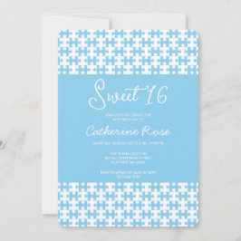 Invitación Bebé Azul Y Rompecabezas Blanco Dulce Cubierto 16