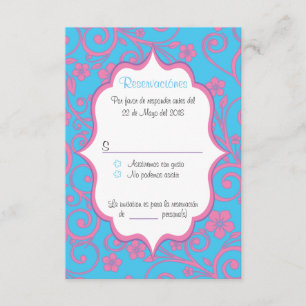 Invitación Bebé azul y rosa rosa Quinceañera RSVP