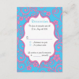 Invitación Bebé azul y rosa rosa Quinceañera RSVP