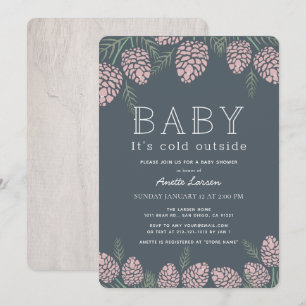 Invitación Bebé: Baby Shower de la marina de cono rosado frío