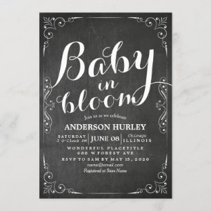 Invitación Bebé Baby Shower en el tablero de cuadros florales