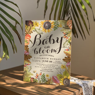 Invitación Bebé Baby Shower en flores de calabaza de arce en