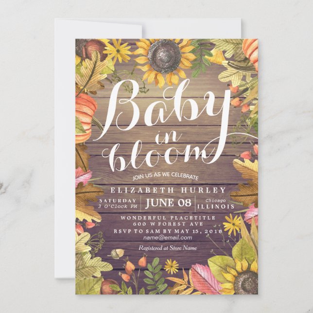 Invitación Bebé Baby Shower en flores de calabaza de arce en  (Anverso)