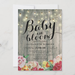 Invitación Bebé Baby Shower en madera de hilo de flores en fl