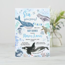 Invitación Bebé Bajo El Mar Shower Niño Azul