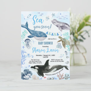 Invitación Bebé Bajo El Mar Shower Niño Azul