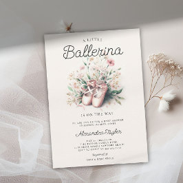 Invitación Bebé Ballerina Shoes Wildflower Ribbon Chica Ducha