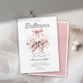 Invitación Bebé Ballerina Shoes Wildflowers Bow Chica Shower