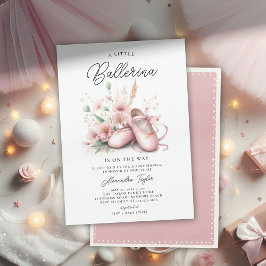 Invitación Bebé Ballerina Shoes Wildflowers Cute Chica Shower