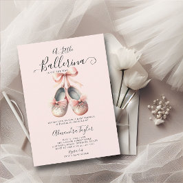 Invitación Bebé Ballerina Zapatos Chica Bow Rosa