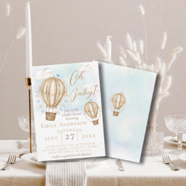 Invitación ¡Bebé! Banderas de globo aerostático marrón Baby S