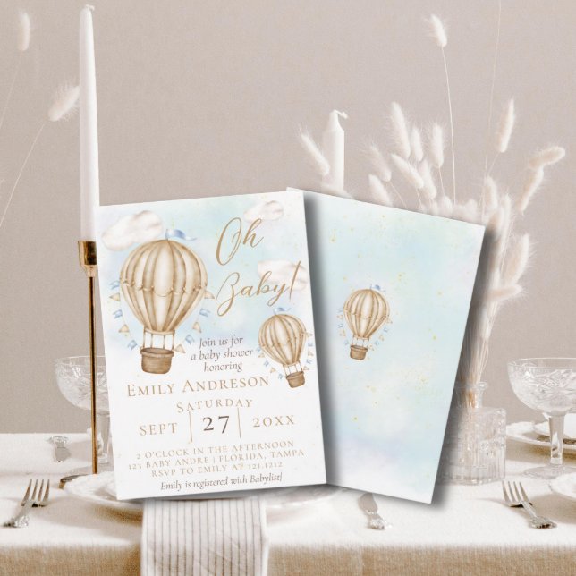 Invitación ¡Bebé! Banderas de globo aerostático marrón Baby S (Subido por el creador)