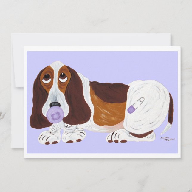 Invitación Bebé Basset Hound  (Anverso)