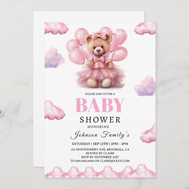 Invitación Bebé bebé bebe rosa Bebé (Anverso / Reverso)