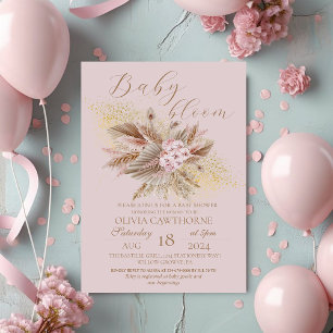 Invitación Bebé Bebé Bloom Pampas Bebé Grasa Bebé Ducha