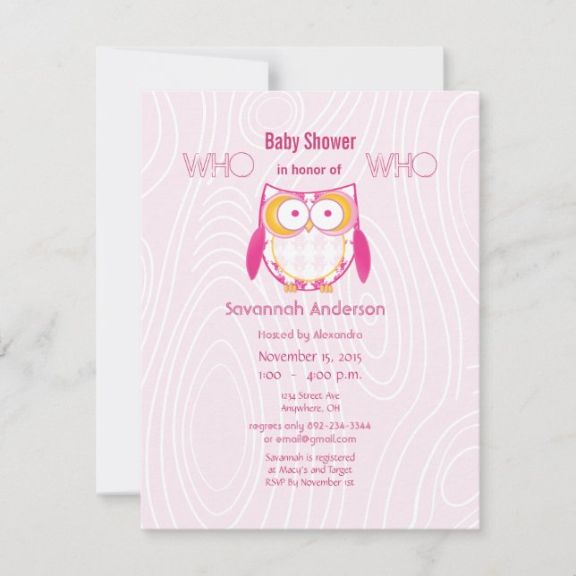 Invitación Bebé Bebé PINK Wood Grain Pattern Shower (Anverso)