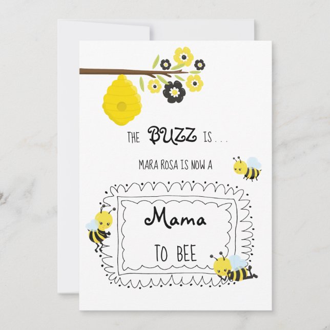 Invitación *~* Bebé Bee MAMA para ser invitado a Baby Shower (Anverso)
