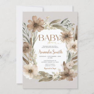Invitación Bebé beige en Chica de flores de sangre Baby Showe