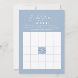 Invitación Bebé Bingo Dusty Blue Winter Juegos de Baby Shower