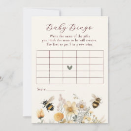 Invitación Bebé Bingo Juego de Baby Shower Bee Flor silvestre
