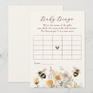 Invitación Bebé Bingo Juego de Baby Shower Bee Flor silvestre