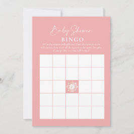 Invitación Bebé Bingo Juegos de Baby Shower de Invierno Rosa