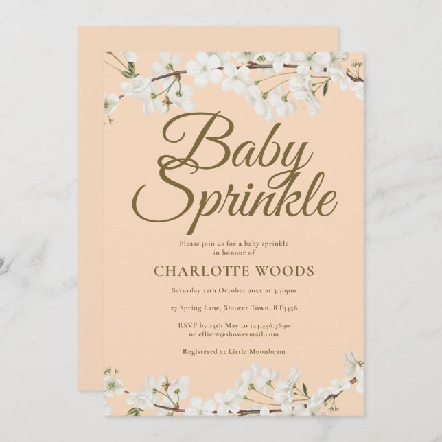 Invitación Bebé blanco Sprinkle Sprinkle Sexo Neutral (Anverso / Reverso)