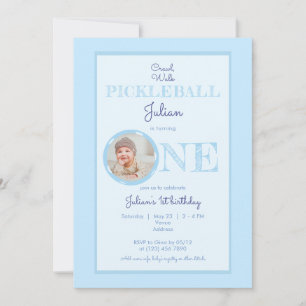 Invitación Bebé Blue Crawl Walk Pickleball Tema Primer cumple