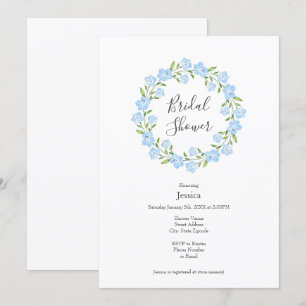 Invitación Bebé Blue Eyes Watercolor Flor Wreath