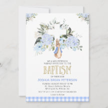 Bebé Blue Flaid Plaid Peter Rabbit Baptism