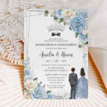 Bebé Blue Floral Twins Chica Quinceañera