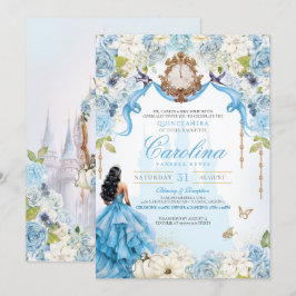 Invitación Bebé Blue Royal Princess Cinderella Quinceañera