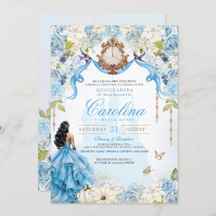 Invitación Bebé Blue Royal Princess Cinderella Quinceañera