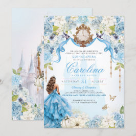 Invitación Bebé Blue Royal Princess Cinderella Quinceañera