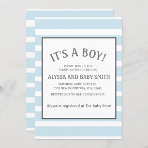 Invitación Bebé Blue White Strike Baby Boy Shower