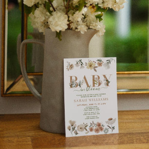 Invitación Bebé boho en el Baby Shower de una bebé en flor