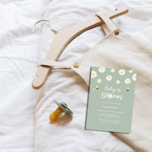Invitación Bebé Boho Green Daiser En La Ducha De Bloom