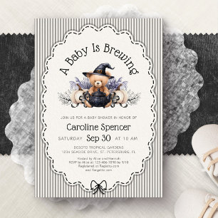 Invitación Bebé Brewing Baby Shower de Halloween