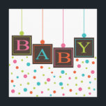 Invitación Bebé brillante bloques de Baby Shower neutro de co<br><div class="desc">Gran diseño neutral para un niño o chica con colores alegres y alegres - también funciona perfecto para cuando el género del bebé sea una sorpresa. Los puntos de polka con acento rosa, verde azulado, turquesa y verde limón, grandes bloques de bebé marrón oscuro que deletrean a BABY en el...</div>