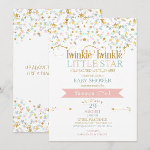 Invitación Bebé Brillante Estrella Shower Cualquier Color