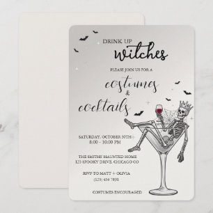 Invitación Bebe brujas esqueleto cóctel de Halloween