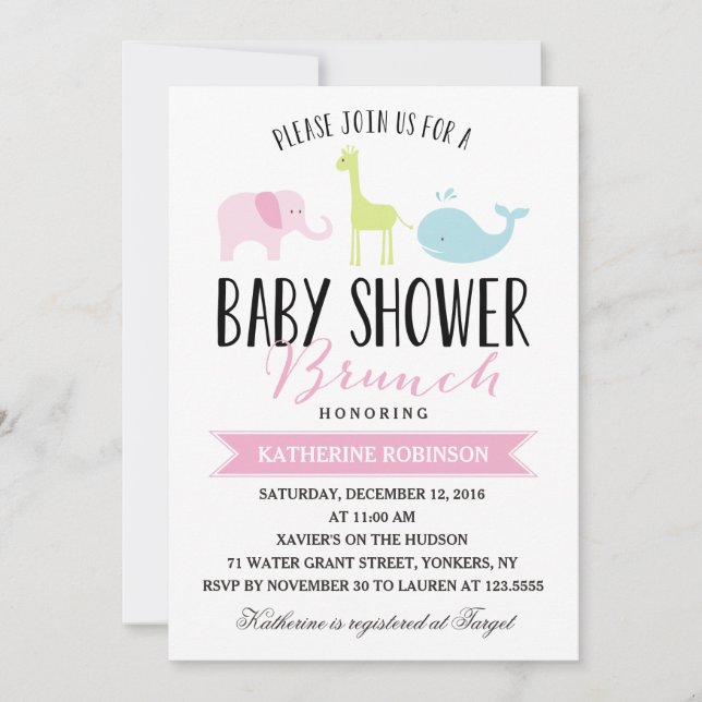 Invitación Bebé Brunch| Baby Shower (Anverso)
