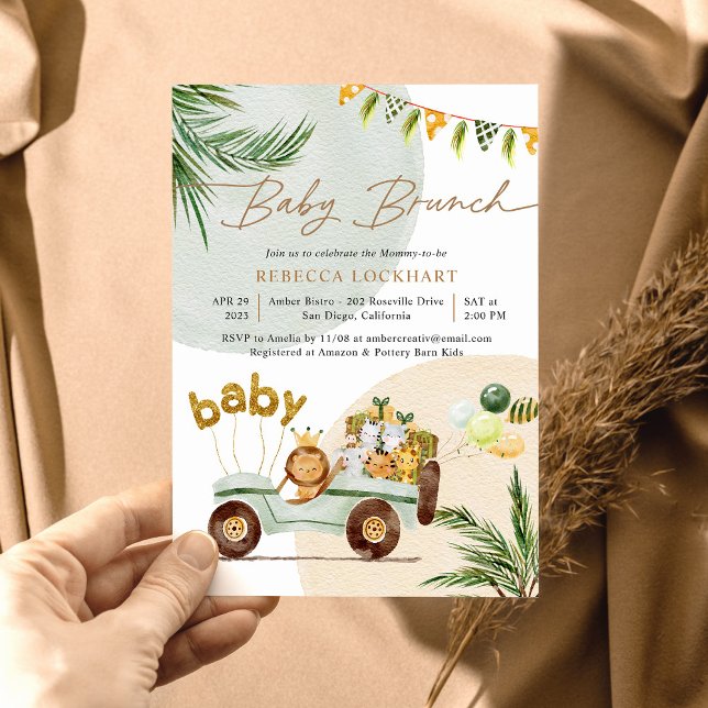 Invitación Bebé Brunch con animales de Safari lindo (Subido por el creador)